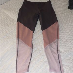 Fabletics 7/8 Leggings Purple/Pink Mesh